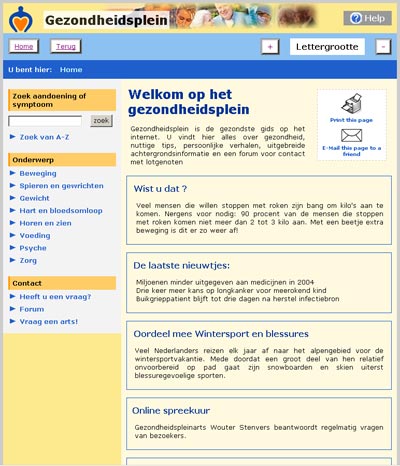 Gezondheidsplein re-design recommendation screenshot